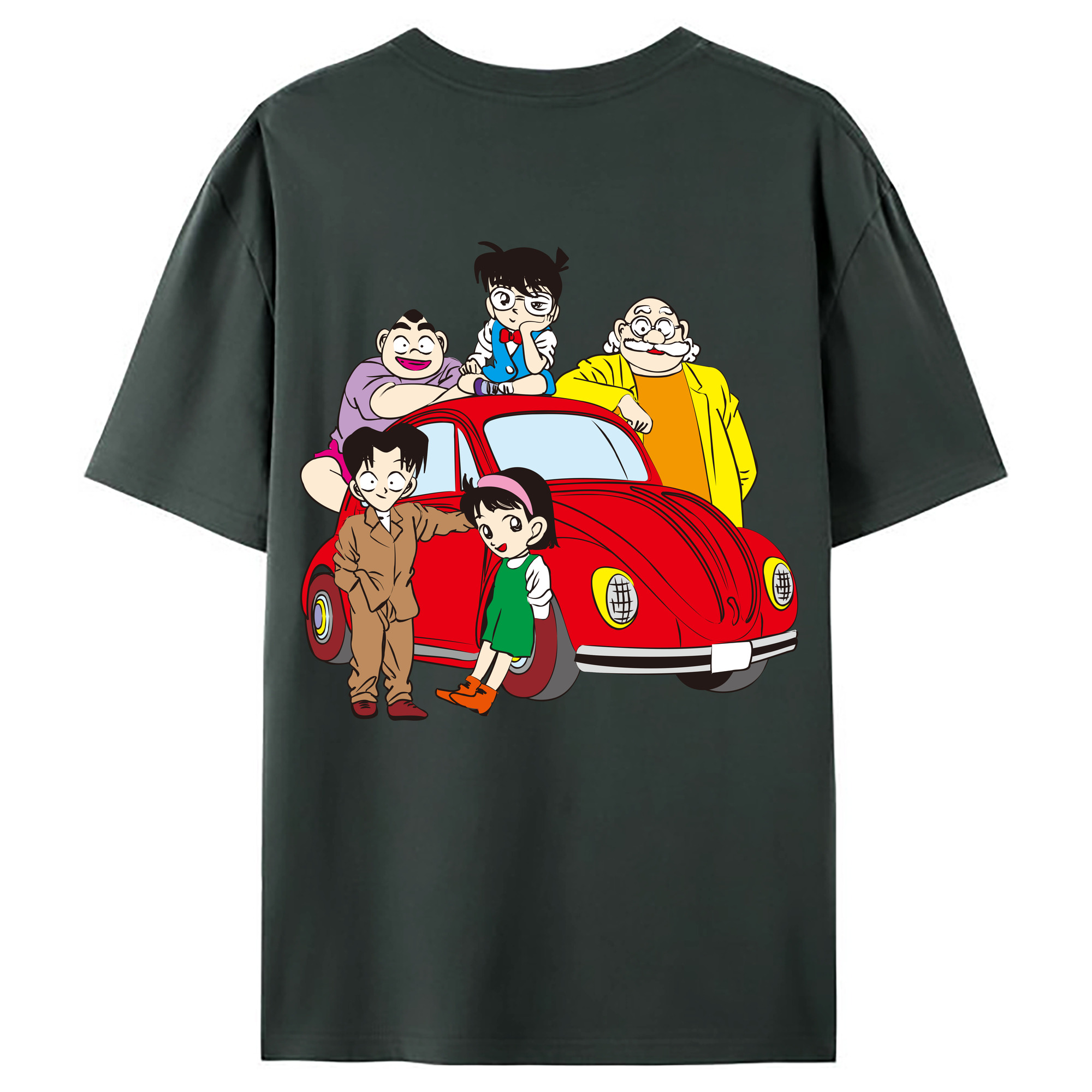 （画像用） 名探偵コナン Detective Conan 綿100％ メンズ半袖Tシャツ（バックプリント） 通気性